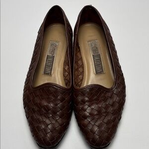 Leather Collection Vintage-Style Woven Brown Ballet Flats Women’s W6 #0269